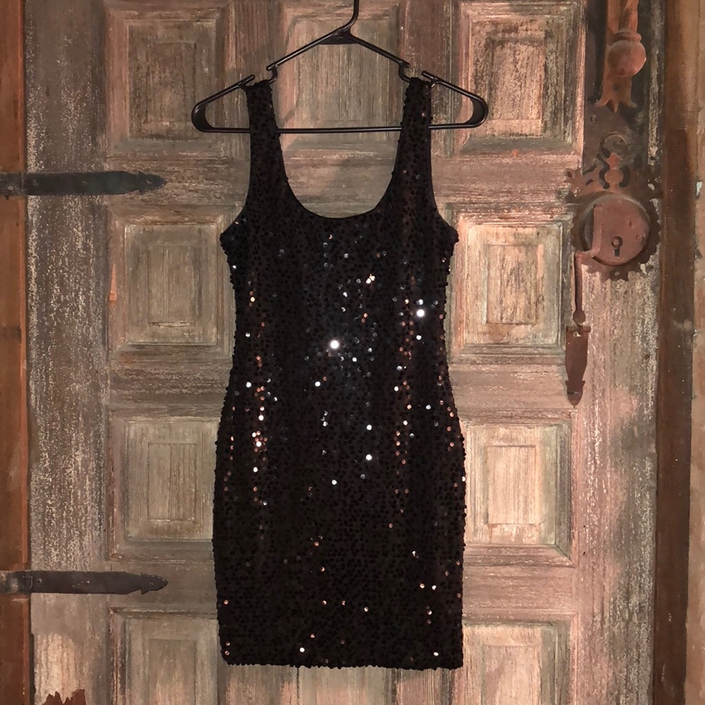 Black sequin mini dress